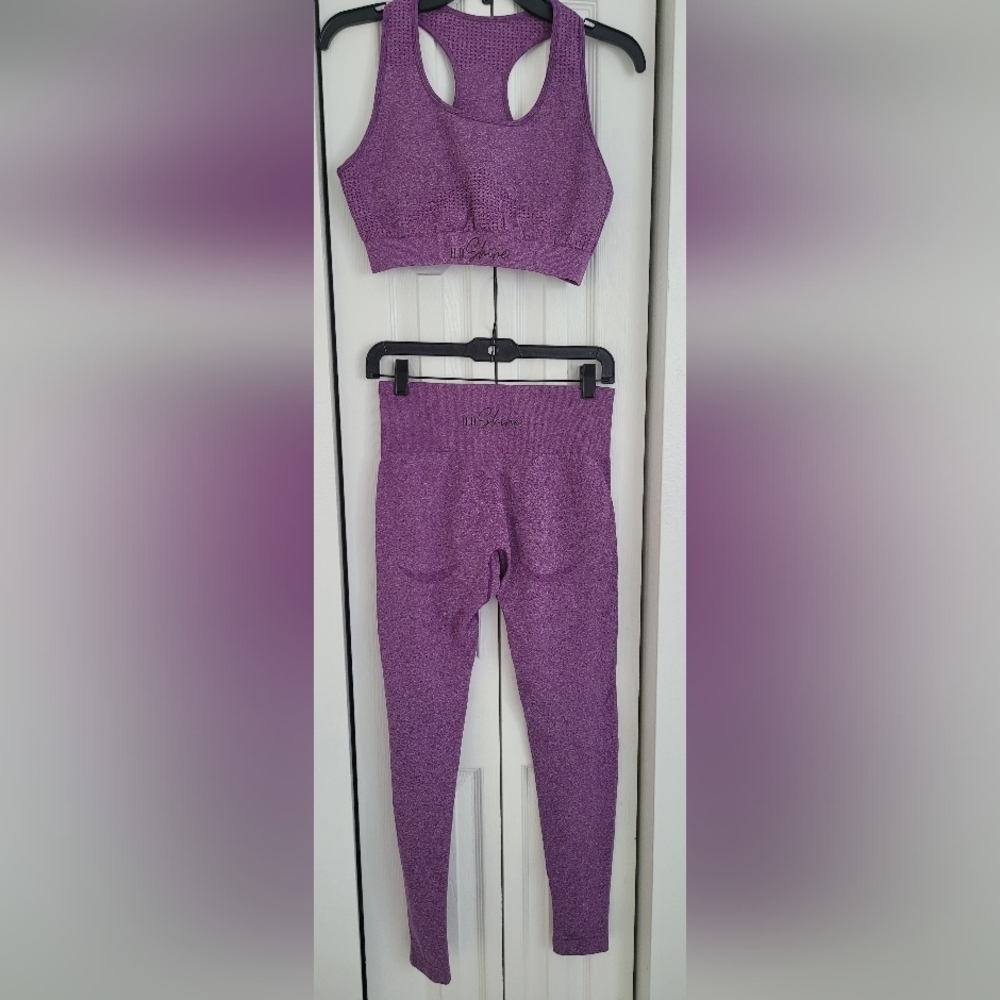 H.D Shine Purple  Leggings Set
